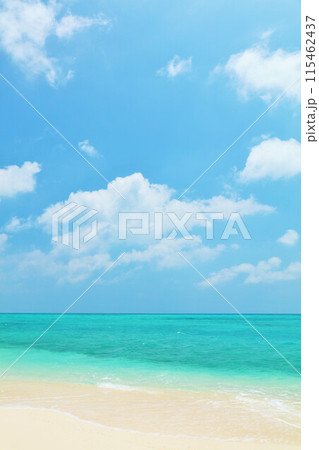 沖縄　夏の青空と池間島の海 115462437