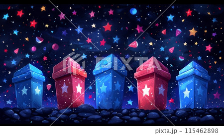 Colorful Starry Voting Boxes. USA Election concept. Colorful Starry Voting Boxes. USA Election concept. 115462898