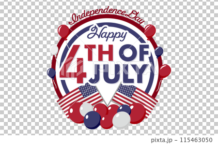 ロゴとバルーンで彩る4th of july、アメリカ独立記念日のポップな国旗・星条旗ロゴデザイン ロゴとバルーンで彩る4th of july、アメリカ独立記念日のポップな国旗・星条旗ロゴデザイン 115463050