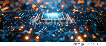 Close up of microchips representing futuristic technology. 115463158