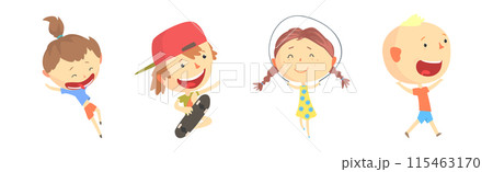 Funny Kid Character Playing Having Fun Vector Set Funny Kid Character Playing Having Fun Vector Set 115463170