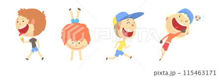 Funny Kid Character Playing Having Fun Vector Set Funny Kid Character Playing Having Fun Vector Set 115463171
