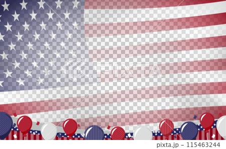 Stars and stripes frame background celebrating the American Independence Day 4th of July_United States flag and balloon material 115463244