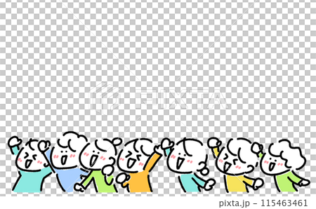 People raising their fists and getting enthusiastic, men and women, cheering, energetic, upper body, simple and cute line drawing illustration People raising their fists and getting enthusiastic, men and women, cheering, energetic, upper body, simple and cute line drawing illustration 115463461