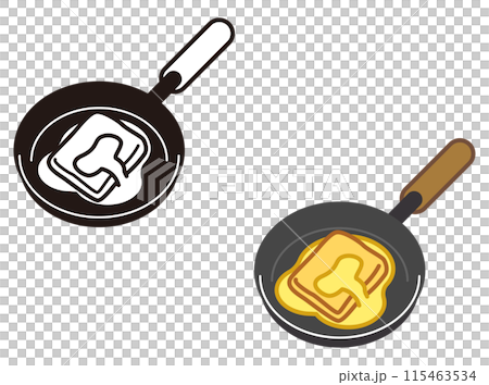 フライパンでフレンチトーストを作るアイコンイラスト 115463534