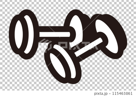 ダンベルのモノクロアイコンイラスト 115463861