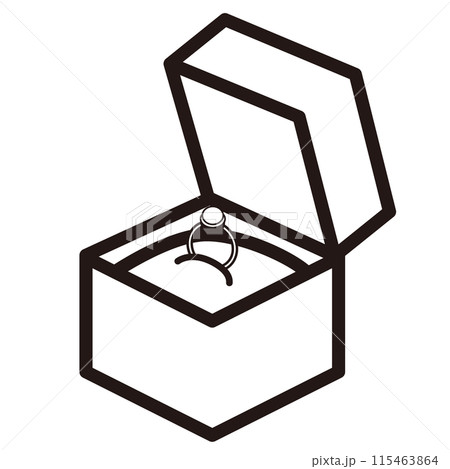 指輪の入ったケースのモノクロアイコンイラスト 指輪の入ったケースのモノクロアイコンイラスト 115463864