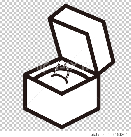 指輪の入ったケースのモノクロアイコンイラスト 指輪の入ったケースのモノクロアイコンイラスト 115463864