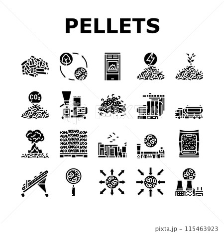 wood pellets timber plywood icons set vector 115463923