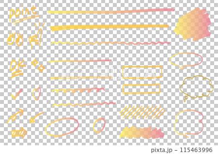 一組漸層線標記樣式線條和手繪插圖 115463996