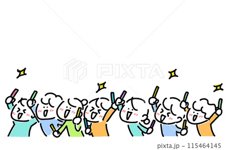 コンサートで熱狂的に盛り上がる人々　ペンライト 115464145