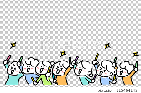 コンサートで熱狂的に盛り上がる人々　ペンライト 115464145