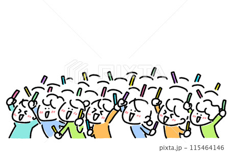 コンサートで熱狂的に盛り上がる人々 ペンライト 笑顔 コンサートで熱狂的に盛り上がる人々 ペンライト 笑顔 115464146