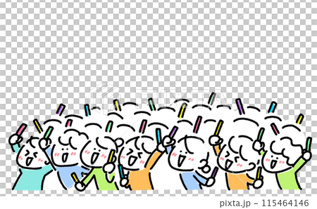 コンサートで熱狂的に盛り上がる人々 ペンライト 笑顔 コンサートで熱狂的に盛り上がる人々 ペンライト 笑顔 115464146