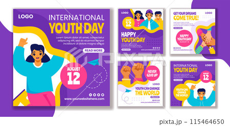 Youth Day Social Media Post Flat Cartoon Hand Drawn Templates Background Illustration 115464650