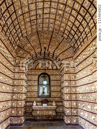 Portuguese chapel Capela Dos Ossos, Bones chapel next to Igreja do Carmo in Faro at Algarve in Portugal 115464802