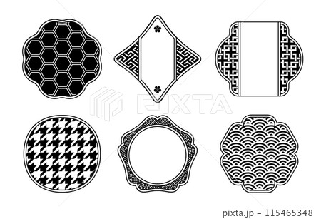 A label set with a Japanese retro vintage design.Transparent background. 115465348