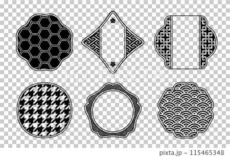A label set with a Japanese retro vintage design.Transparent background. 115465348