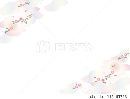 背景素材-和柄朝顔2022-28ベク 115465738