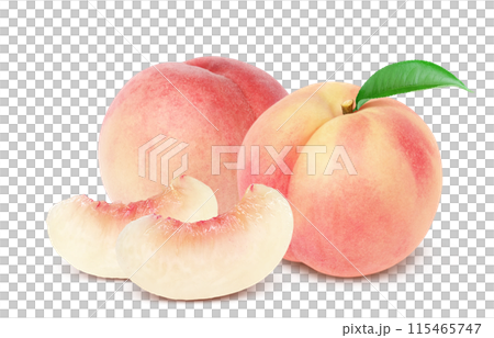 桃 イラスト リアル 白バック 115465747
