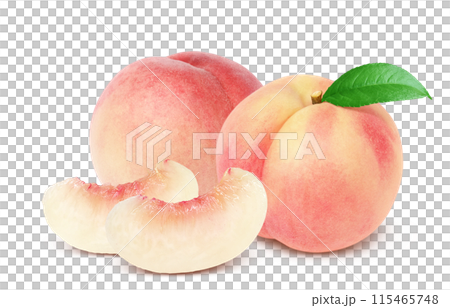 Peach illustration realistic white background Peach illustration realistic white background 115465748