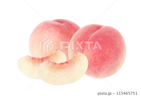 桃 イラスト リアル 白バック 115465751