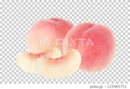 桃 イラスト リアル 白バック 115465751