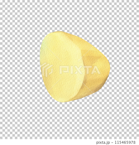 White potatoes, half of the tuber peeled. Watercolor illustration, hand drawn on the theme of harvest, cooking, food, packaging, vegetable shop design. Element isolated from background. 115465978