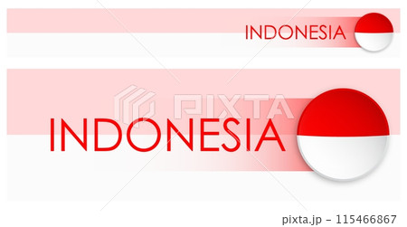 Indonesian flag horizontal web banner in modern neomorphism style. Webpage Indonesia country header button for mobile application or internet site. Vector Indonesian flag horizontal web banner in modern neomorphism style. Webpage Indonesia country header button for mobile application or internet site. Vector 115466867