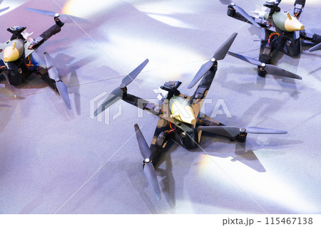 Military drones armed with bombs. 115467138