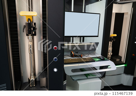 Optic machine for precise measurement of part size and quality evaluation. Smart factory.. 115467139