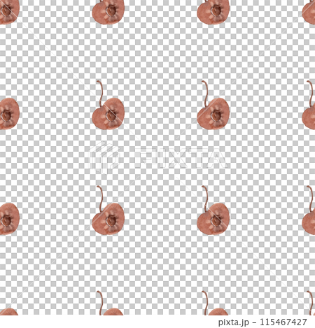 Cherry halves with stone. Watercolor ripe fruits. Sweet healthy dessert. Autumn and summer illustration. Seamless pattern for your kitchen design 115467427