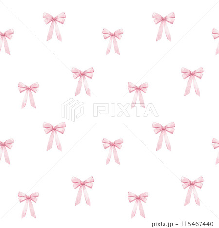 Beautiful seamless pattern with watercolor hand drawn pink bows. 115467440
