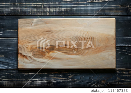 Smooth wooden cutting board on dark textured...のイラスト素材 [115467588] - PIXTA