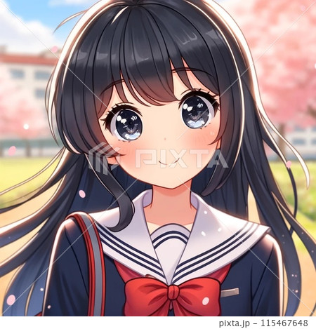 桜の下で卒業証書を持つ女の子 115467648