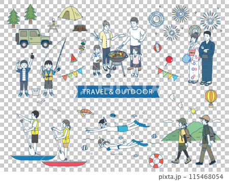 夏季旅行，戶外插畫集 115468054