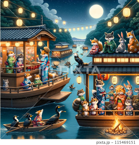 満月の夜の船遊び 115469151