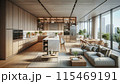 高層階の明るくオシャレなリビング 115469191