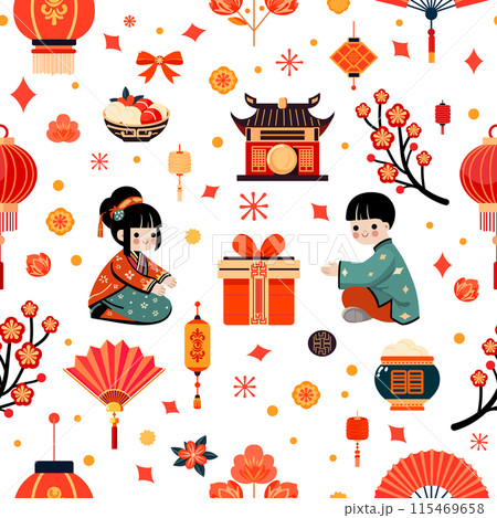 Pattern Chinese New Year Asian Tradition Oriental Pattern Chinese New Year Asian Tradition Oriental 115469658