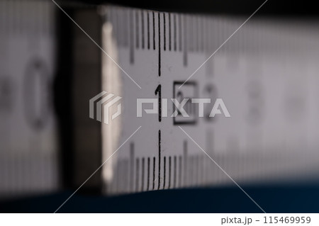 Ruler in macro, centimeters, white ruler Ruler in macro, centimeters, white ruler 115469959