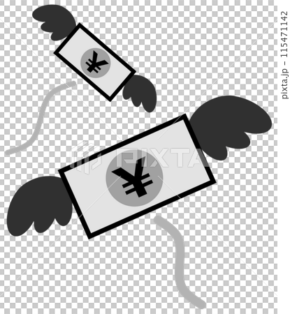 Illustration of bankruptcy due to spending too much Japanese yen 115471142