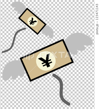 日本円のお金を使いすぎて破産するイラスト 日本円のお金を使いすぎて破産するイラスト 115471143