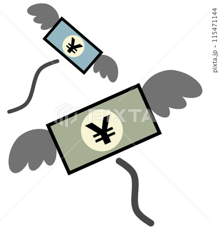 日本円のお金を使いすぎて破産するイラスト 115471144