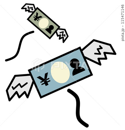 日本円のお金を使いすぎて破産するイラスト 115471146