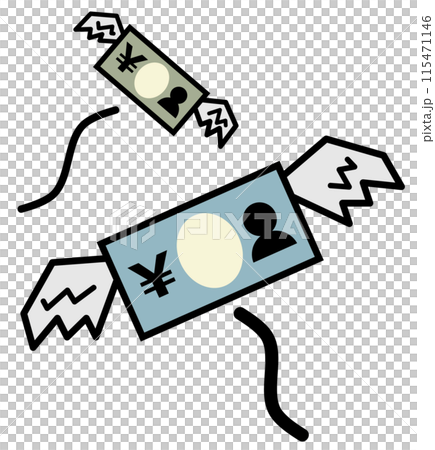 Illustration of bankruptcy due to spending too much Japanese yen 115471146