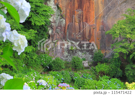 普光寺摩崖仏と紫陽花(豊後大野市) 普光寺摩崖仏と紫陽花(豊後大野市) 115471422