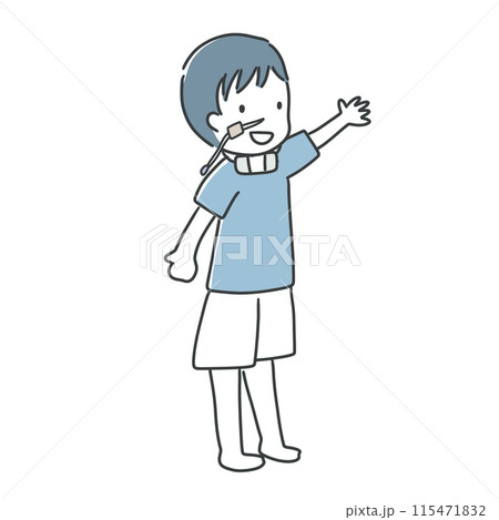 気管切開・経管栄養をしている男の子 115471832