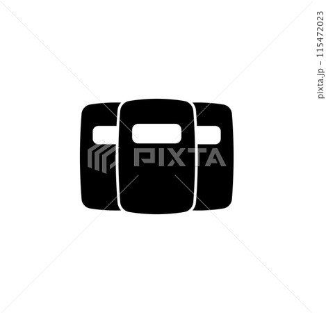 Black vector icon of a police shield, symbolizing law enforcement authority Black vector icon of a police shield, symbolizing law enforcement authority 115472023