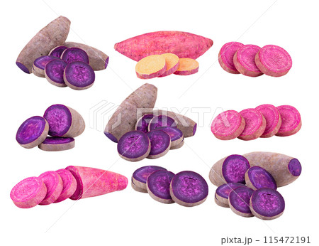 fresh yams on white background 115472191