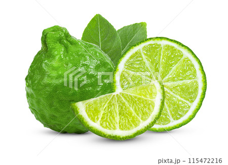 Bergamot or kaffir on white background 115472216